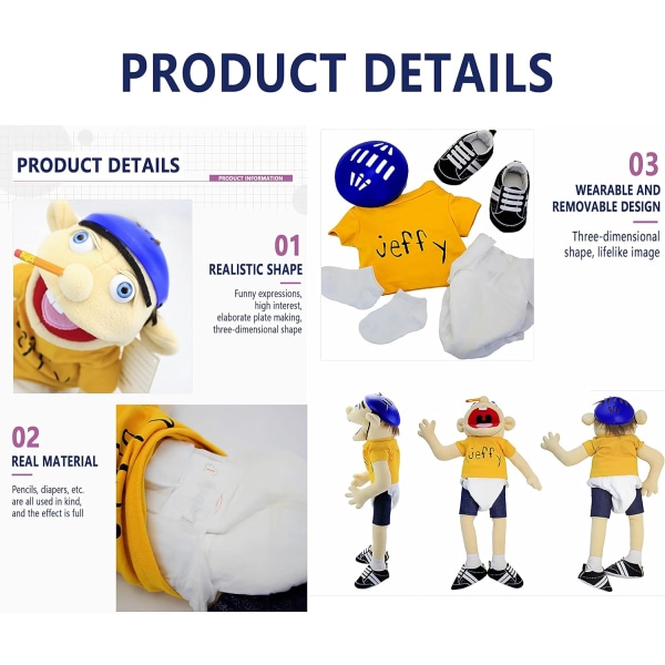 24-tums lång Jeffys syster Feebee Puppet Plushie Toy med fungerande mun - Rolig Puppet's Toy för idealisk present till barn