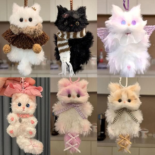 Kawaii Plys Kattekilling Håndlavet DIY Vedhæng Materialesæt Piger 04