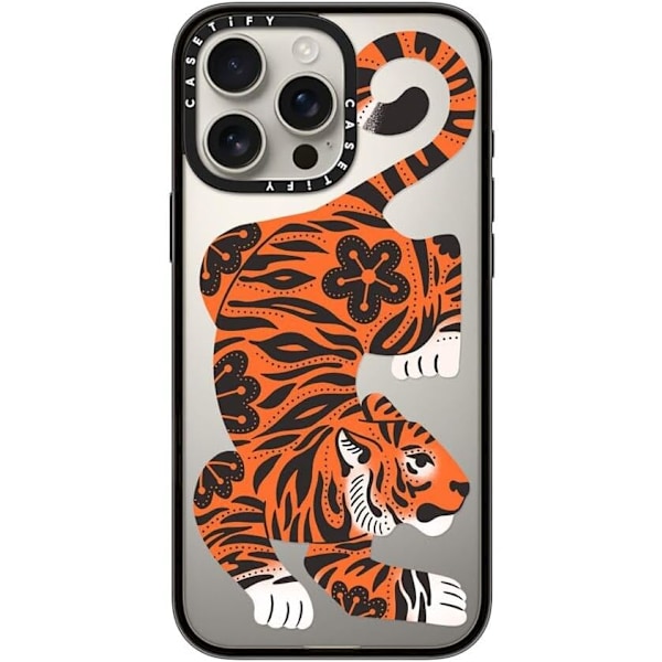 Kompakt iPhone 16 Pro Max Deksel [Lettvekt / 1,2 m 2X Militær Grad Fallbeskyttelse/Slank] - Kirsebær - Klar Svart Fierce Tiger iPhone 16 Pro Max