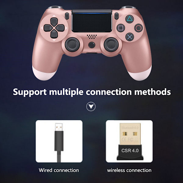 Trådlös spelkontroll Controller Bluetooth Dual Head Gamepad Joystick Gamepad kompatibel med spelkonsol 4-roséguld