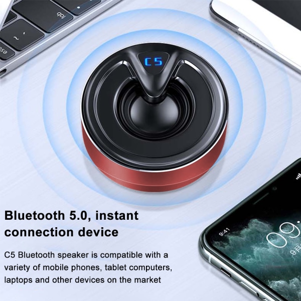 Bluetooth högtalare, trådlös Bluetooth , bas och stereo, stöd för TF-kort/AUX, inbyggd mikrofon-röd