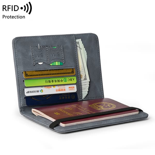 RFID Blokerende Pascover Rejsepung, Multifunktionel PU Læder Dokumentmappe Med Elastikbånd