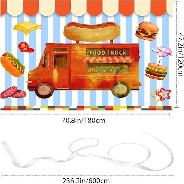 Matbil Fotografi Bakgrund Burger Hot Dog Ost Skinka Lök Bakgrund Fest Dekorationer Baby Shower Födelsedagstårta Bordsdekorationer Banner
