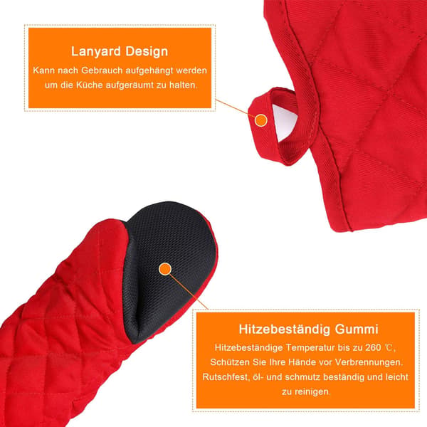 Heat Resistant Oven Mitts, Thermal Kitchen Mitts, BBQ Mitts, Oven Mitt, Double Co