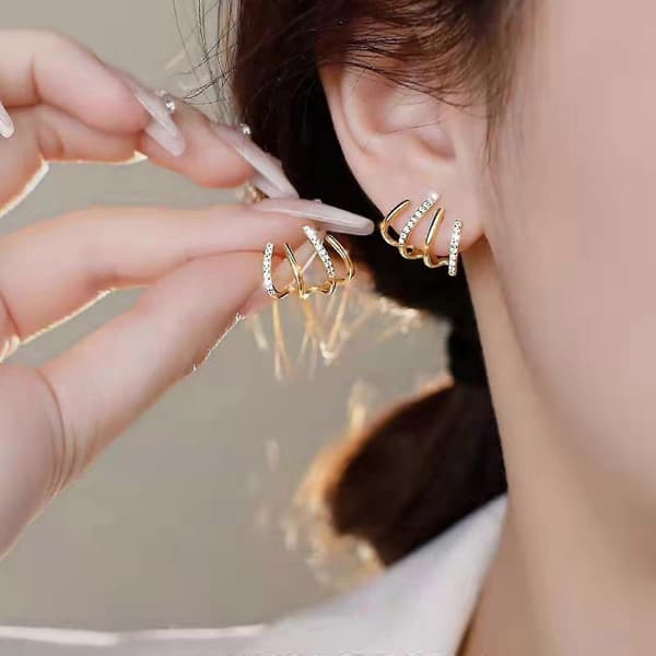 Fire klo øreringe Fire klo øreringe Minimalistiske over-øre piercing øreringe Silver