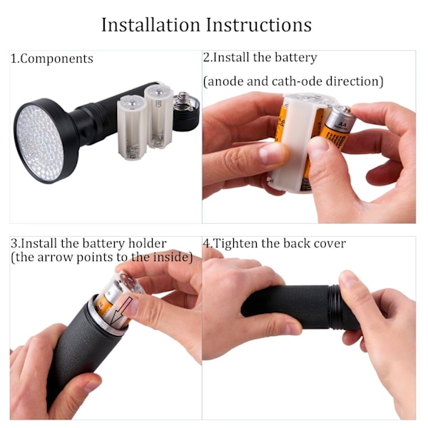 UV-lommelygte, 100 stk. LED sort lys lommelygte 395nm UV-lampe Detect