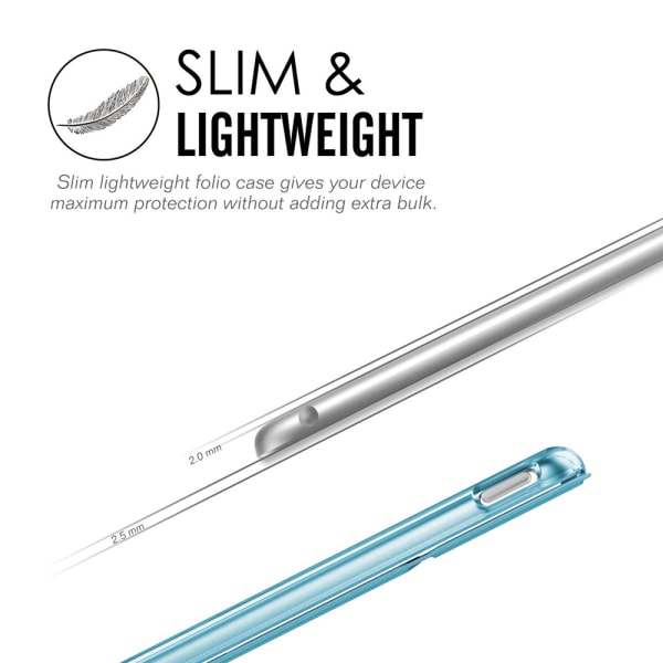 4 - Slim lätt smartfodral stativfodral med genomskinligt matt bakskydd med automatisk väckning/sömn - blå