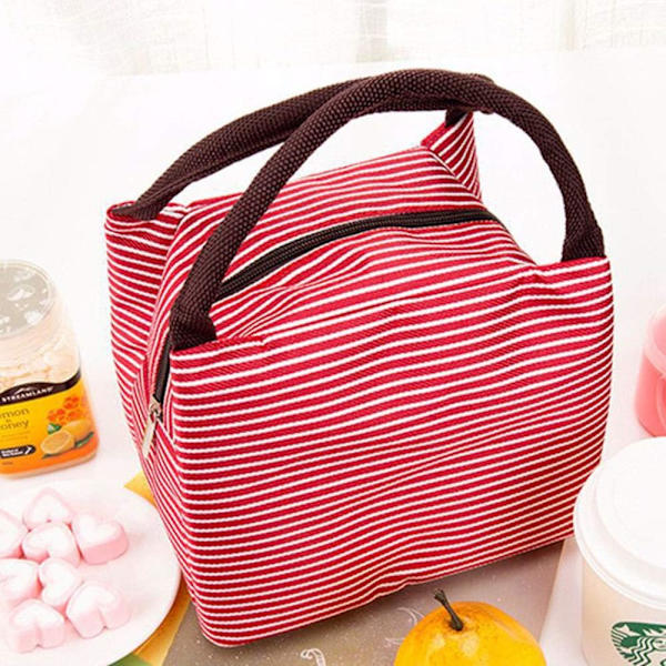 Lunchväska för kontor Lunch Cooler med dragkedja Fällbar Lunch Tote Bag, Återanvändbar Lunchhållare Isolerad Lunchbehållare Picknickväska-Röd 1PCS