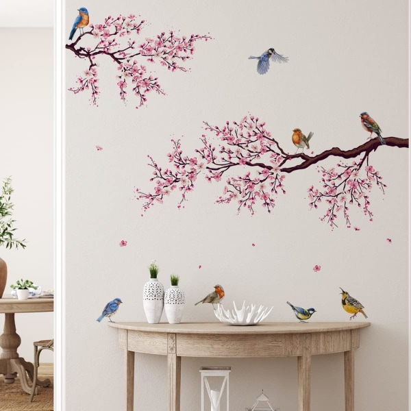 Körsbärsblommor väggdekor, rosa väggdekor, persika blomma väggdekor, träd klistermärken för vägg, Träd gren dekor väggdekoration
