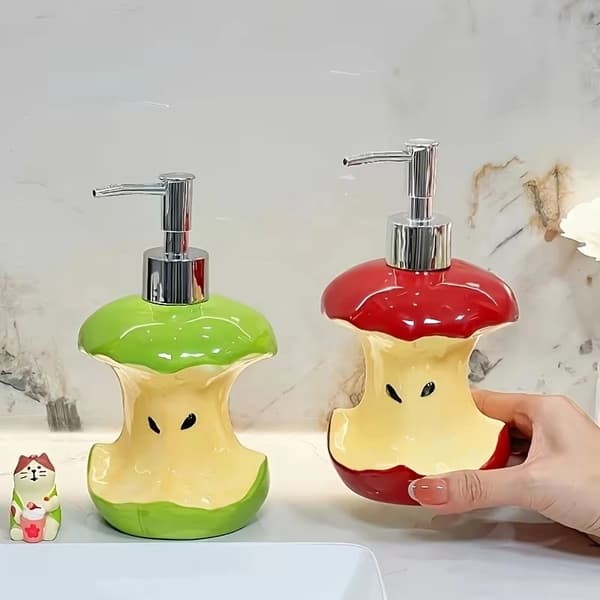 Original Kreativ Æblekerneformet Keramisk Sæbedispenser – Perfekt til Brusegel, Shampoo & Lotion, Ideel Julegave