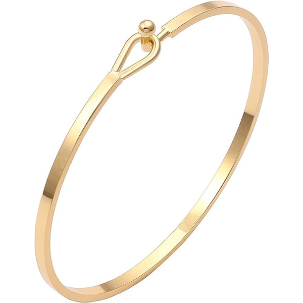 Elegant Guldbar Armbånd til Kvinder - Enkelt og Fint Tyndt Manchet Armbånd med Krog - 18K Forgyldt Håndlavet Minimalistisk Smykke