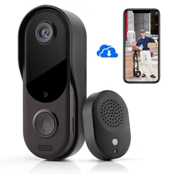 Trådløs dørklokke med kamera - JORMFTTE - 1080P - WiFi - Nattsyn - PIR-deteksjon