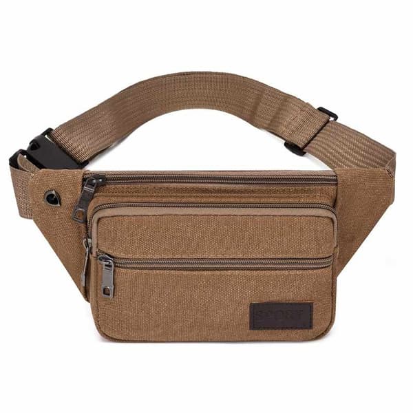 Waist Bag - 3 Compartments Canvas Fabric Various Colors Grön 89
