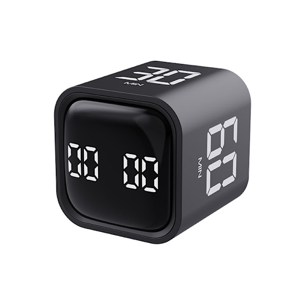 Cube Timer - Rotationstimer med tilpasset nedtælling - Lydløs, vibrerende og justerbar lydalarm - Ideel til opgaver, arbejde, studier og køkken black
