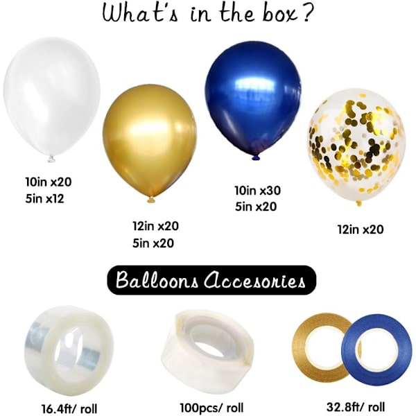 Marineblå og guld ballonbue guirlande sæt 146stk kongeblå guld hvide balloner til graduation fødselsdagsfest babyshower dekoration