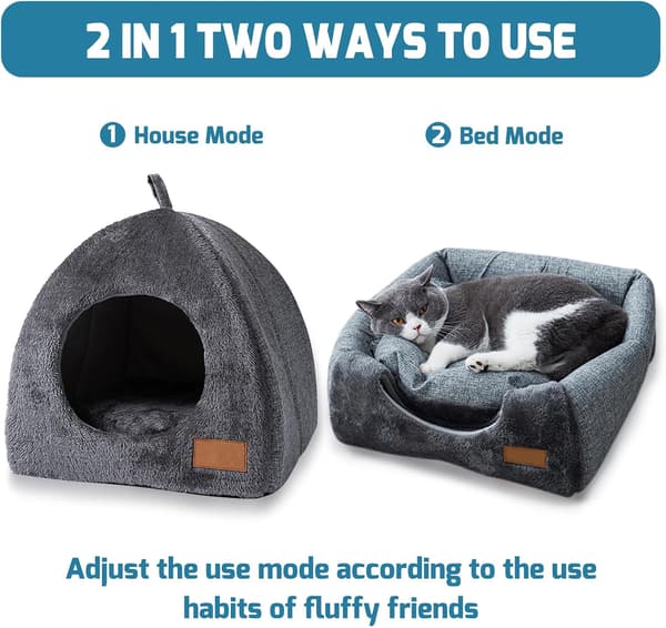Komfortabel indendørs kattekurv til katte og små hunde, grå, størrelse S, 28*28*30cm
