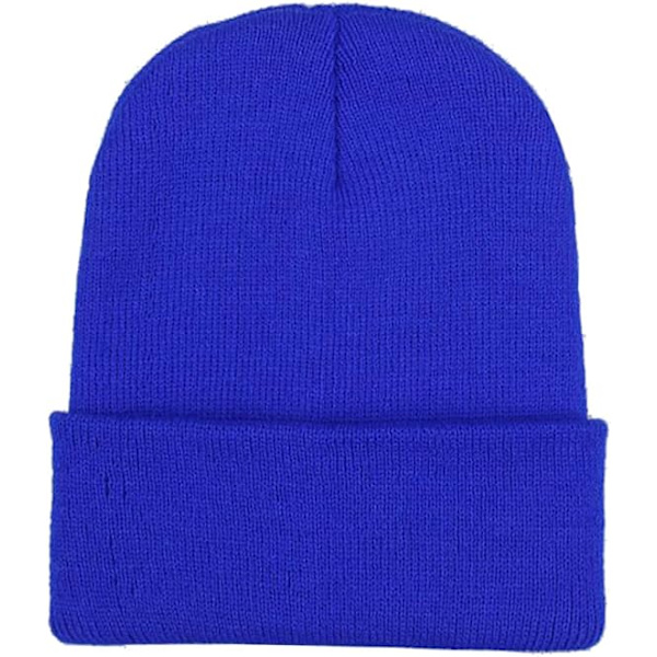 2 pakker unisex lue for menn og kvinner strikkede vinterluer (kongeblå)