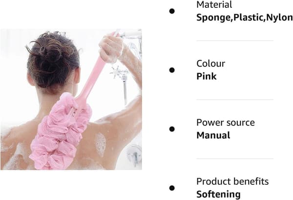 Long Handle Bath Brush Back Scrubber Shower Body Brush Sponge Hanging Soft Mesh