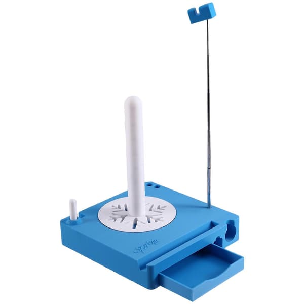 Hekleoppbevaring, Garnholder for Hekling, Multifunksjonell Garnspoleboks, Avtakbar Heklegarnholder, Garnspinner Blå Blue