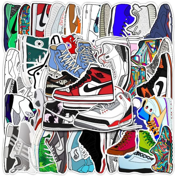 50 st trendiga sportskor, sportskor, graffiti, PVC vattentäta klistermärken färgklistermärken datortelefoner, skateboards, bagage, vattenflaskor