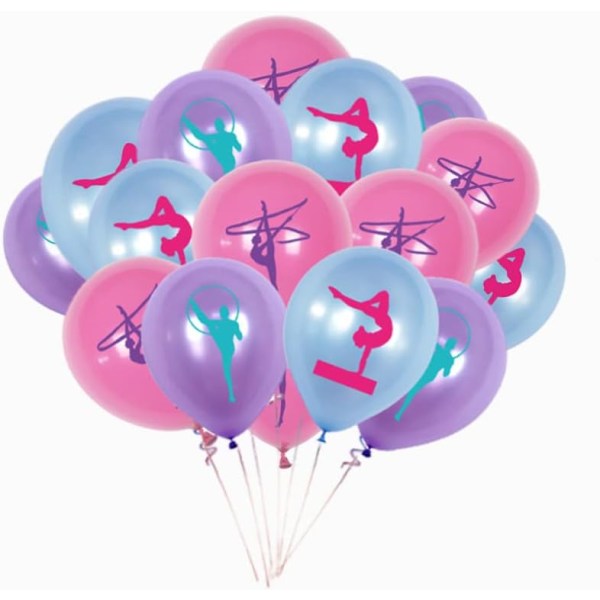 Gymnastics Balloons, Gymnastics Girl Latex Balloons for Dance Game Sports Theme Party Baby Shower Birthday Party Pink teal purple