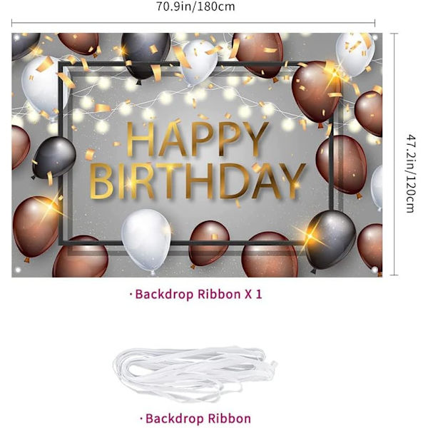 Fødselsdag Baggrundsdekorationer til Kvinder Mænd Sort Brun Ballon Fotobaggrund Fødselsdag Jubilæumsfest Baggrundsbanner