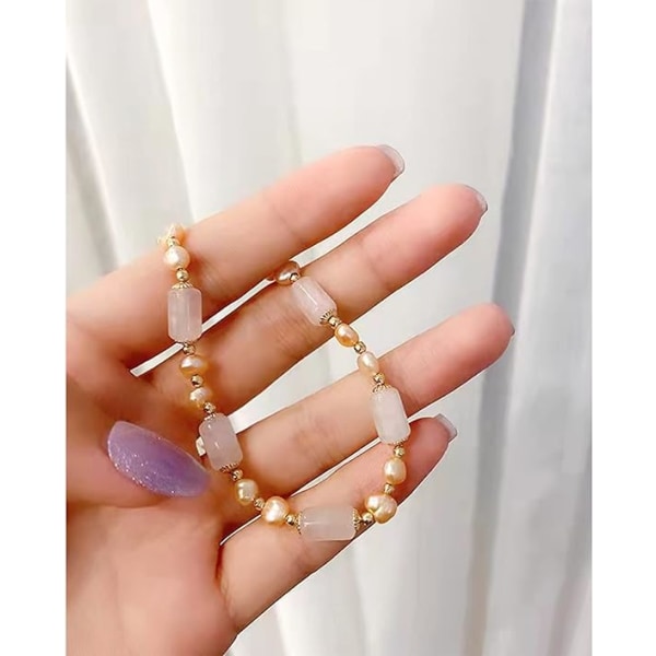 Naturliga Jade Pearls Armband Guld Wealthy Good Fortune Jade Armband Amulet för kvinnor, Lucky Jade Feng Shui Healing Crystal Armband ...