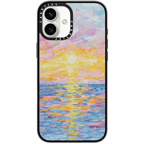 Kompakt iPhone 16 Pro Max Deksel [Lettvekt / 1,2 m 2X Militær Grad Fallbeskyttelse/Slank] - Kirsebær - Klar Svart Frosted Sunset iPhone 16 Plus