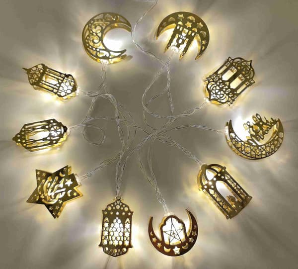 Ramadan Eid Ljusslinga, Stjärnljusslinga För Eid Festival Jul Sovrum Trädgårdsdekorationer (batteri ingår ej)