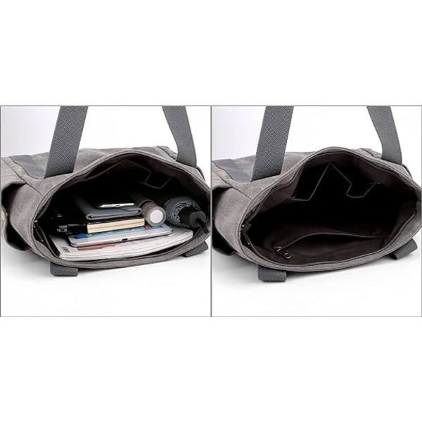 Kvinders Lærred Tote Håndtasker Multi-lomme Retro Casual Skuldertaske Top Håndtag Satchel Tote Pung