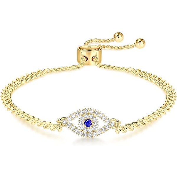 Onda öga armband, sidled kors armband, silver/guld/roséguld armband för kvinnor flickor justerbar glidkedja smycken