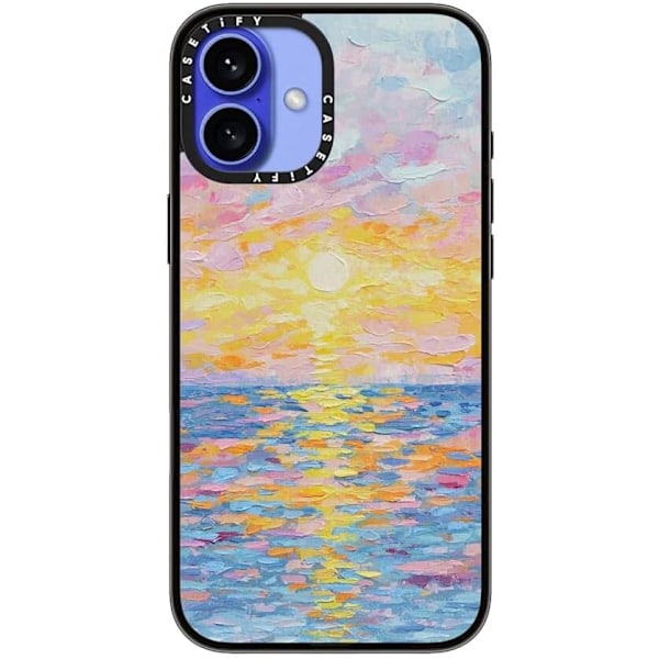 Kompakt iPhone 16 Pro Max Deksel [Lettvekt / 1,2 m 2X Militær Grad Fallbeskyttelse/Slank] - Kirsebær - Klar Svart Frosted Sunset iPhone 16 Plus