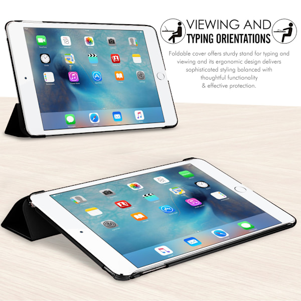 4 - Slank og letvægts smart cover stand cover med translucent mat bagside beskytter med automatisk wake/sleep - sort