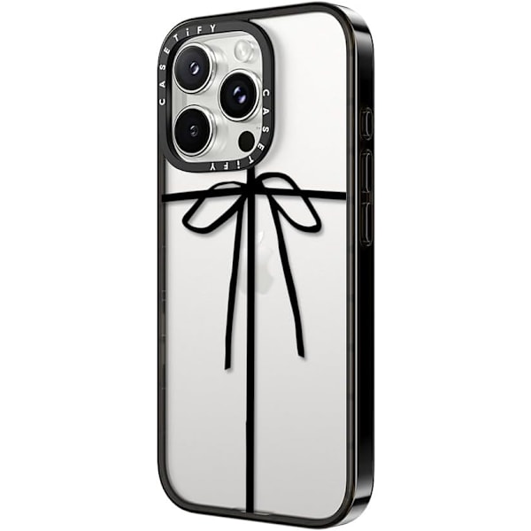 Kompakt iPhone 16 Pro Max Deksel [Lettvekt / 1,2 m 2X Militær Grad Fallbeskyttelse/Slank] - Kirsebær - Klar Svart Wrapped in a Bow iPhone 16 Pro