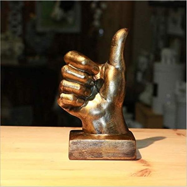 Hand Finger Gesture Desk Statues Fingers Skulptur Kreativ Hem Vardagsrum Skåp Hylla (Victory Gesture I Guld)