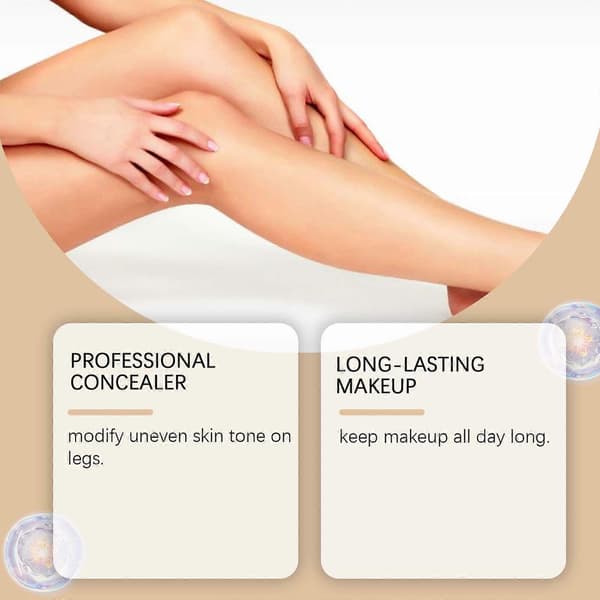 flawlessly Legs Instantly Concealer Cream, 3 Colors, Natural Matte, Water-Resistant Multicolor B