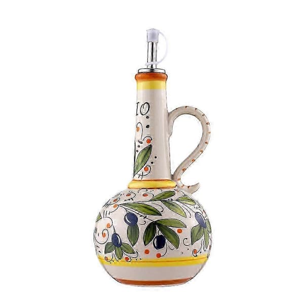 Italiensk keramisk olivoljedispenserflaska 700 ml handmålade olivoljeflaskor 26s