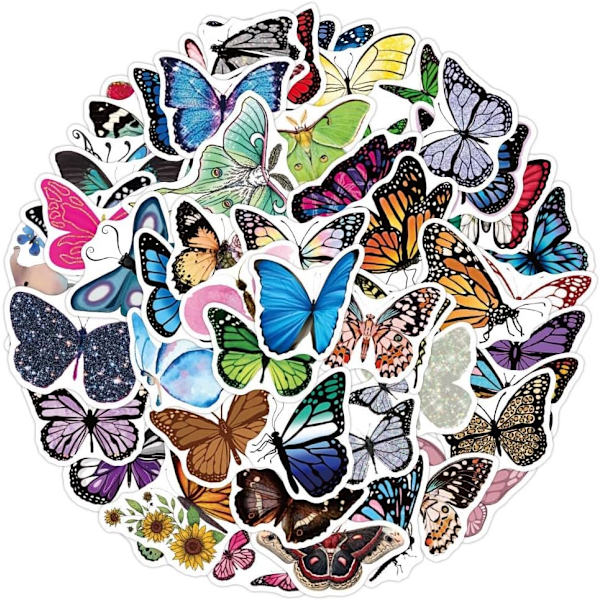 100 stk Blomster Sommerfugl Klistremerker Klistremerker, Søte Estetiske Vanntette Vinyl Klistremerker for Vannflaske Bærbar Datamaskin Skateboard MacBook Sykkel Tumler