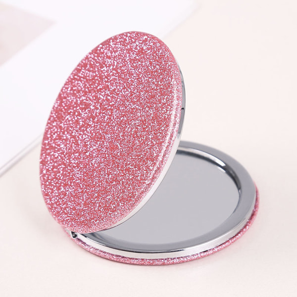 Bærbar Makeup Spejl Håndholdt Mini Hjerte Dobbeltsidet Foldbar Vanity Kompakt Kosmetik Håndspejle Lomme Rejse (Farve: Sort) cirkel 60mm
