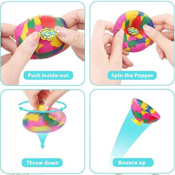 1/4 st barn studsskålar studskulor leksaker hoppande gyroskålar snurrande fidgetleksaker 4pcs