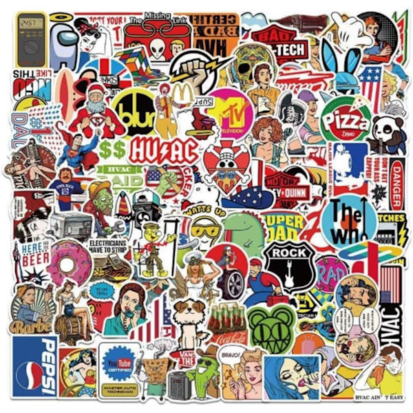 100 st Cartoon Stickers Vattentäta Stickers