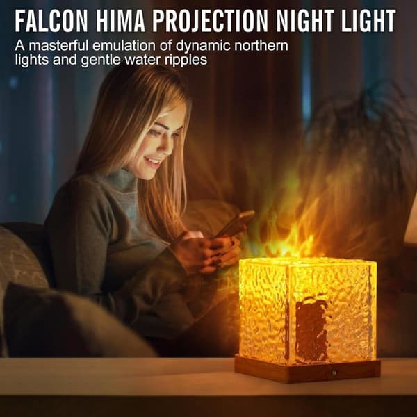 Rotating Water Ripple Night Light, Bedside Lamp with Flaming Atmosphere Projector