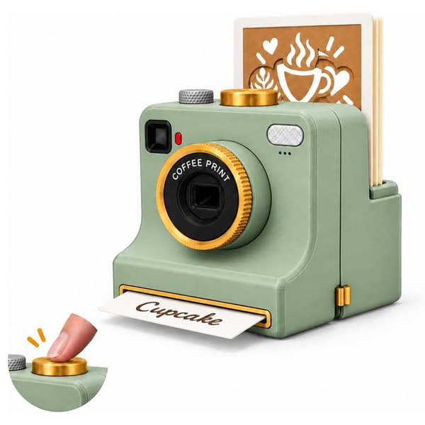 Portable Manual Latte Art Coffee Printer - 3D Foam Maker for Home Café White