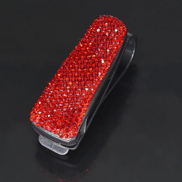 2 kpl Lasinpidikkeitä Auton Aurinkosuojaan, Bling Crystal Rhinestones Silmälasien Kiinnike Ripustuspidike Lippu Kortinpidikkeellä Naisille Tytöille