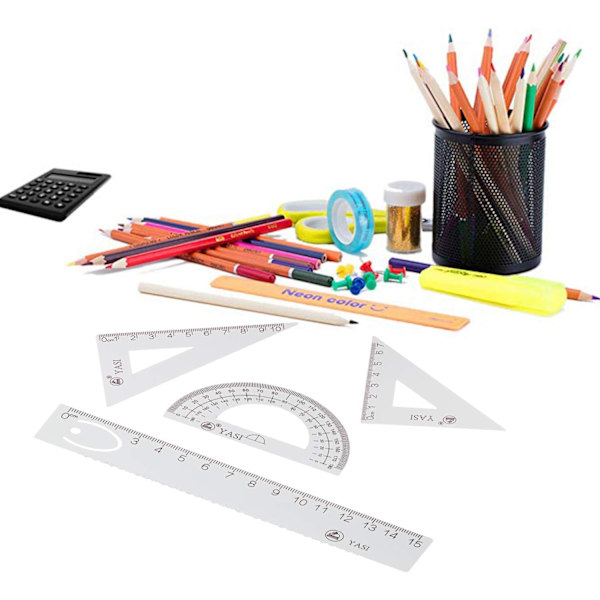 4-pack matematiska geometriverktyg för studenter, ritare, ingenjörer, design, grafik, examination, matematik eller målning