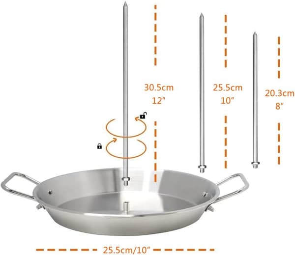 Grillstativ i rustfritt stål, vertikalt spyd for grilling