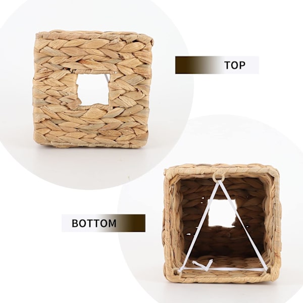 Vævkassebetræk Vandhyacint Vævet Flettet Firkantet Vævkasseholder Dekoration Servietdispenser Organizer til Bordplade 5 x 5 x 5'' Naturlig
