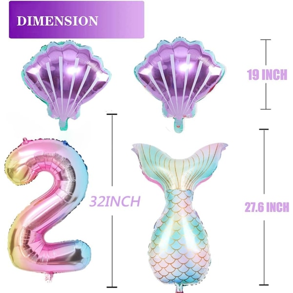 Sjöjungfru födelsedag dekoration sjöjungfru ballonger kit hav ballong sjöjungfru folie ballong sjöjungfru svans ballonger för flickor sjöjungfru fest
