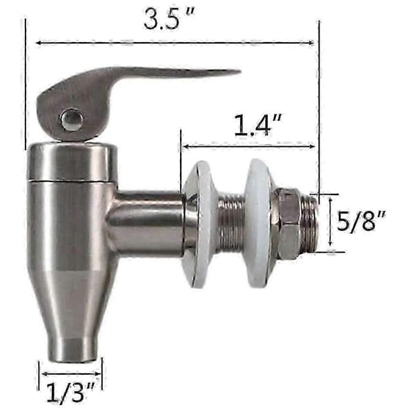 Drikkedispenserhane i rustfrit stål, 2-pak, kompatibel med 5/8\" ventil, fødevaresikker, 16 mm, sølv