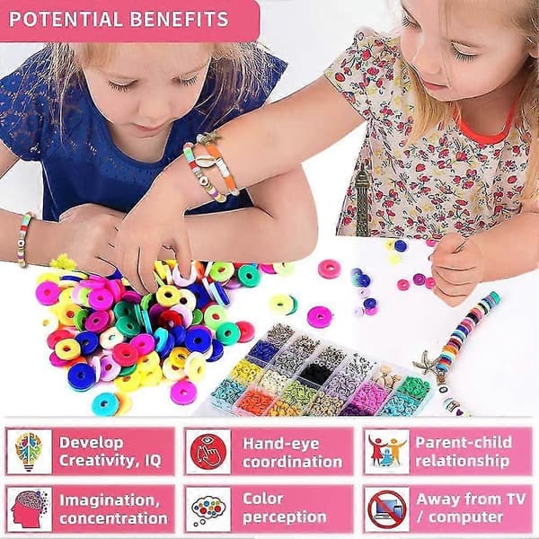 Lerperler til armbåndsfremstillingssæt, Lerperlesæt DIY smykkefremstillingssæt til armbånd DIY håndværk